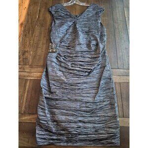 Calvin Klein Gray Textured Sleeveless Dress With Beaded Embellishment Size 14